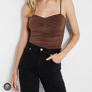 Brown Ruched Women's Bodysuit